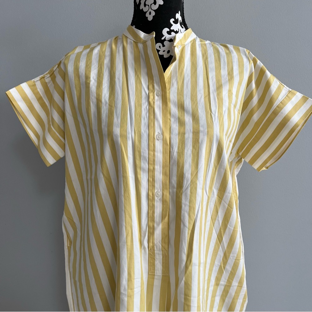 Everlane Cotton Popover Striped Midi Shirt Dress Size 4 Preppy Boxy Office - Picture 3 of 12